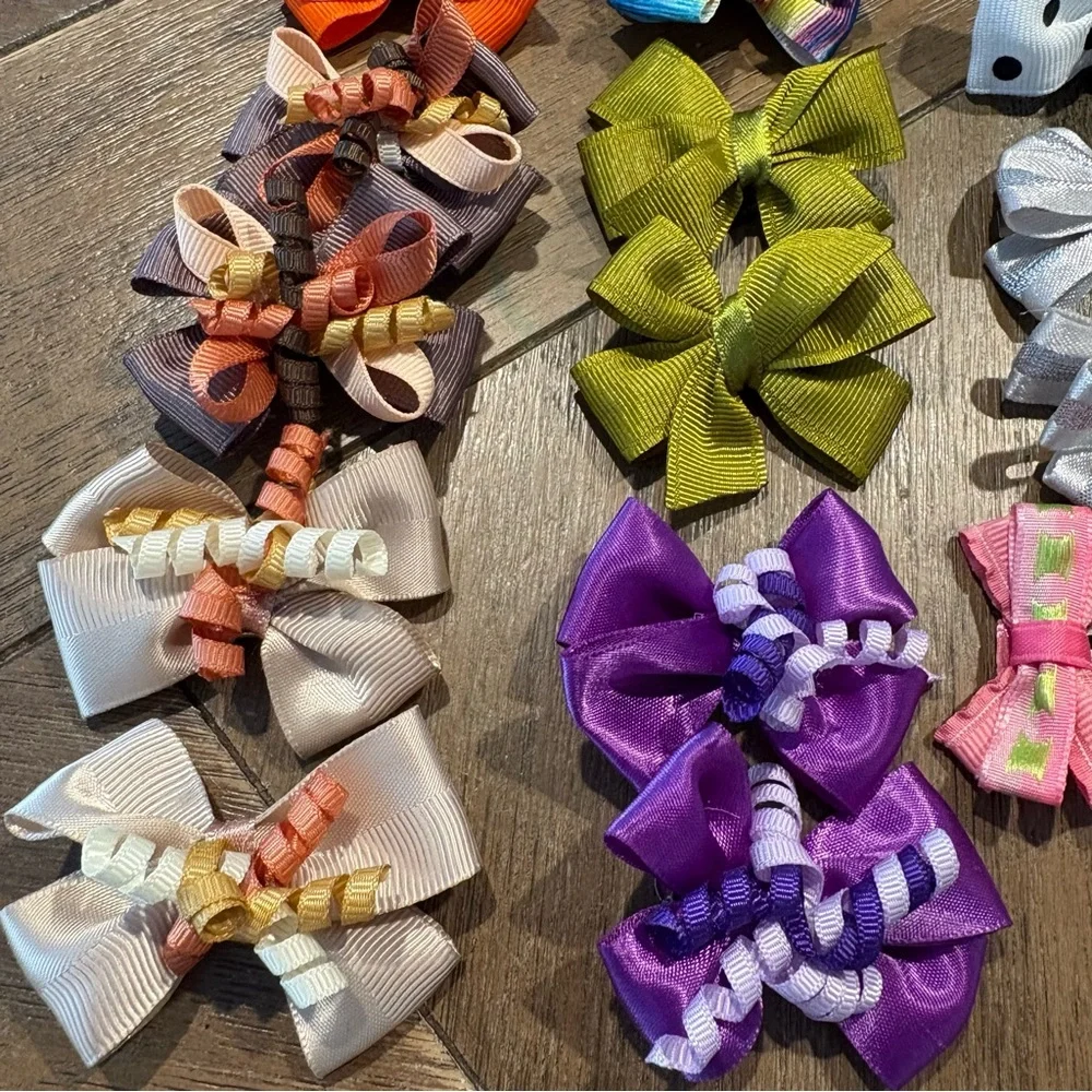 Handmade Colorful Bow Hair Clips Set for Girls